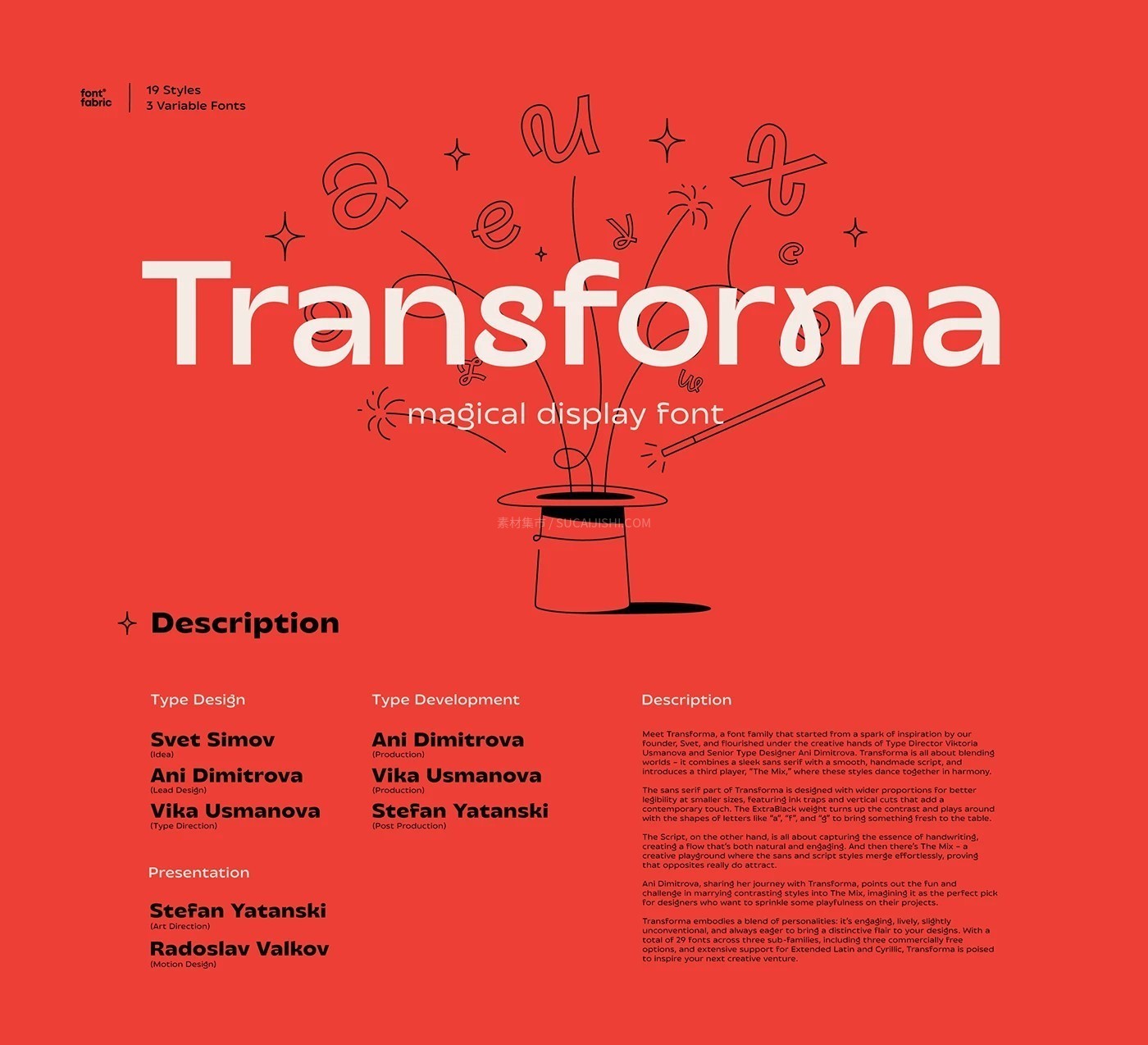 Transforma 魔法混合字体家族 (19种字重+3种可变)